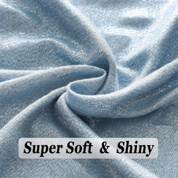 Pashmina Shawl Wraps Scarf Formal - Light Blue & Silver - Picture 4 of 6